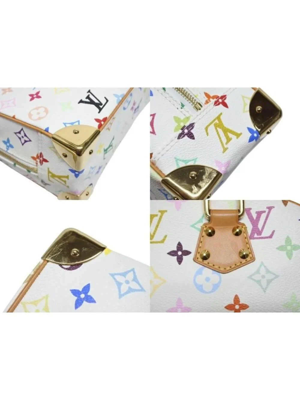 Louis Vuitton Handbag Takashi Murakami White Multicolor Gold
